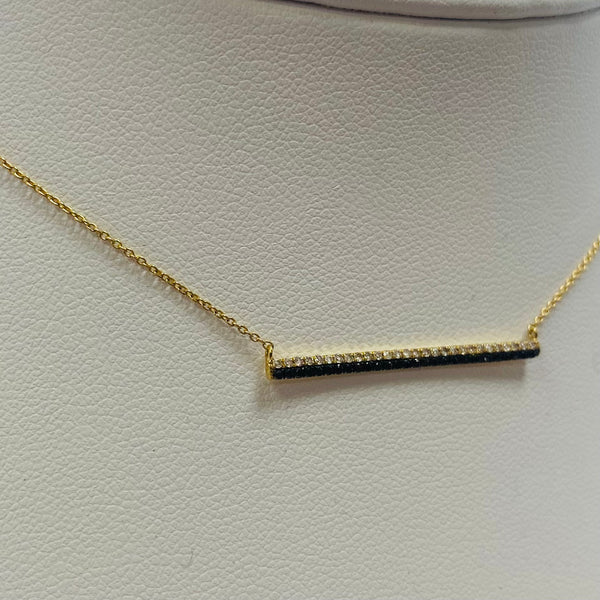 Collier or avec diamants blancs et noirs