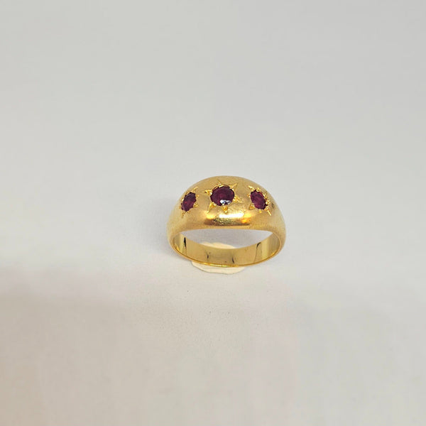 Bague en or jaune 18k avec rubis (9.52g, taille 62)