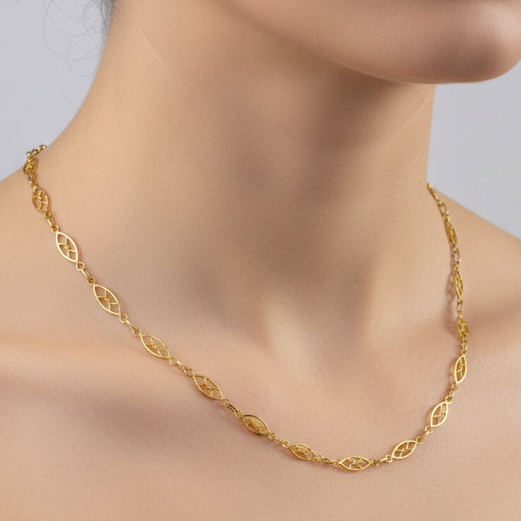 Collier Princesse en Or Jaune Maille Filigrane 18K - 7.90G