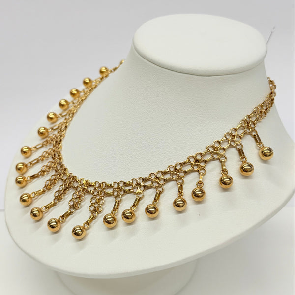 Collier Ras du Cou Maille Fantaisie en Or Jaune 18k