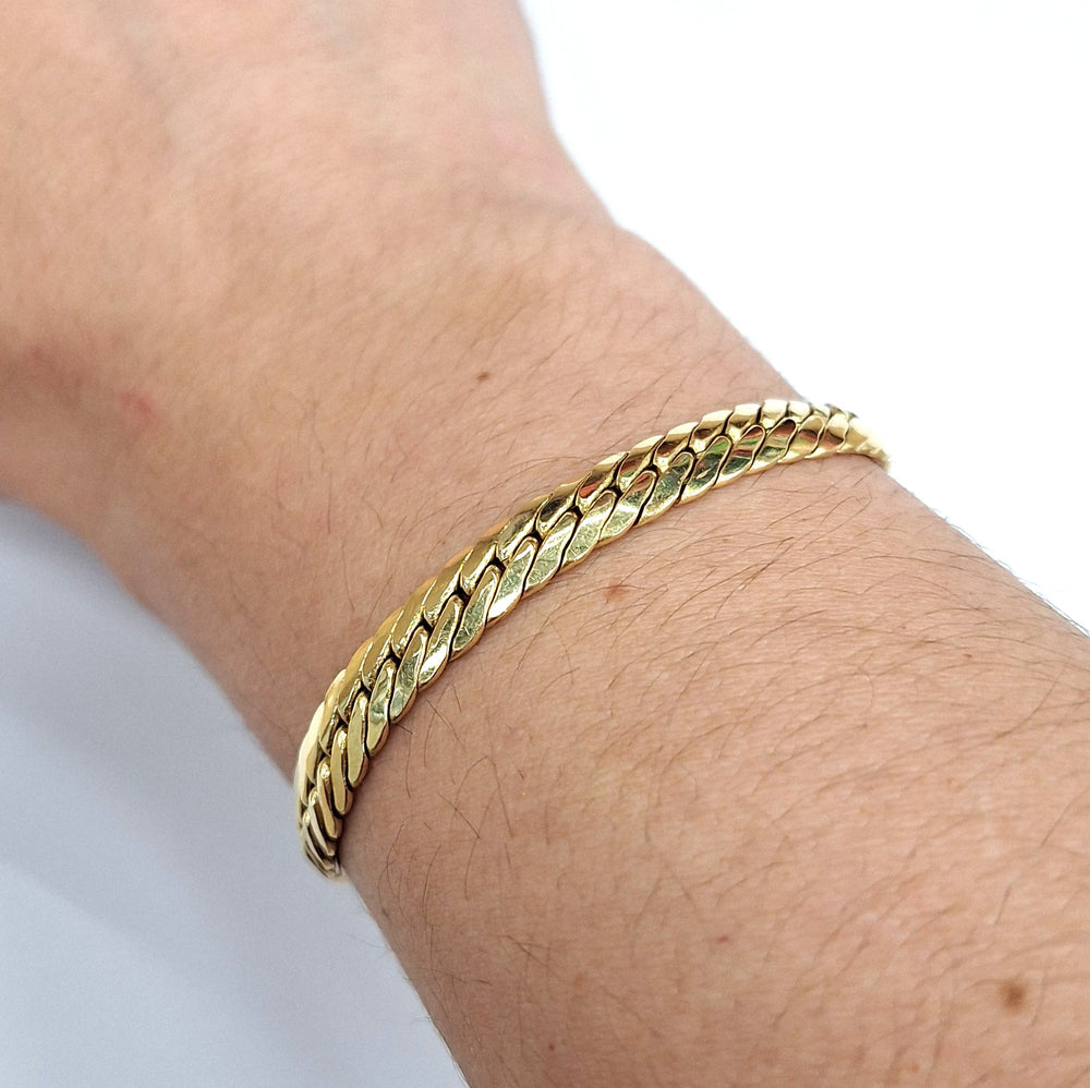 Bracelet Gourmette Or Jaune 18 Carats Maille Anglaise