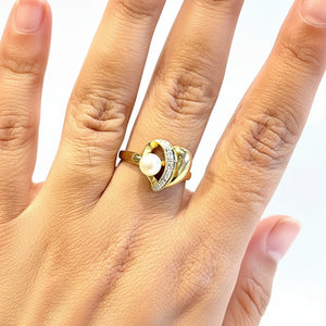 Bague Or Perles et Diamants  18K - 3.29Grs - T56