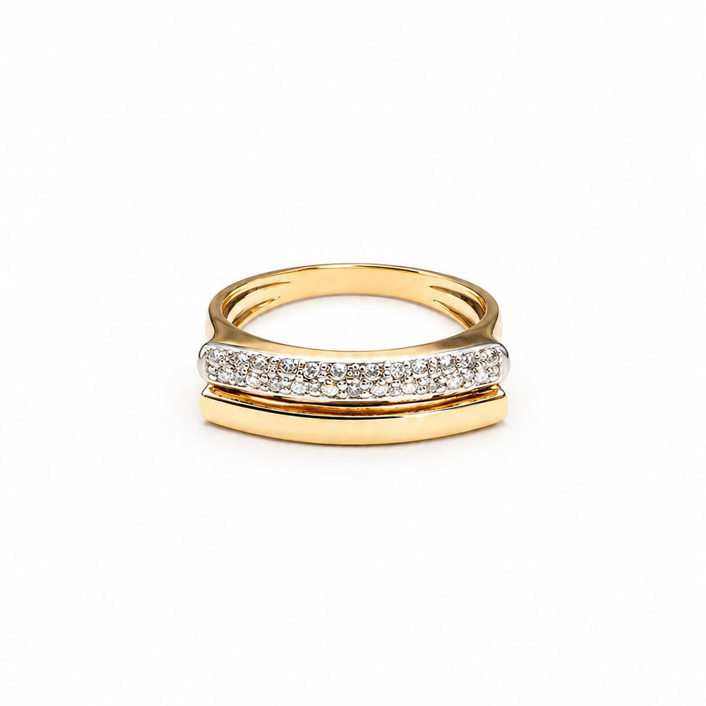 Bague Or jaune et blanc 18K - Diamants - Taille 54 - 3.17G