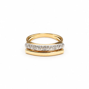 Bague Or jaune et blanc 18K - Diamants - Taille 54 - 3.17G