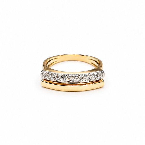 Bague Or jaune et blanc 18K - Diamants - Taille 54 - 3.17G