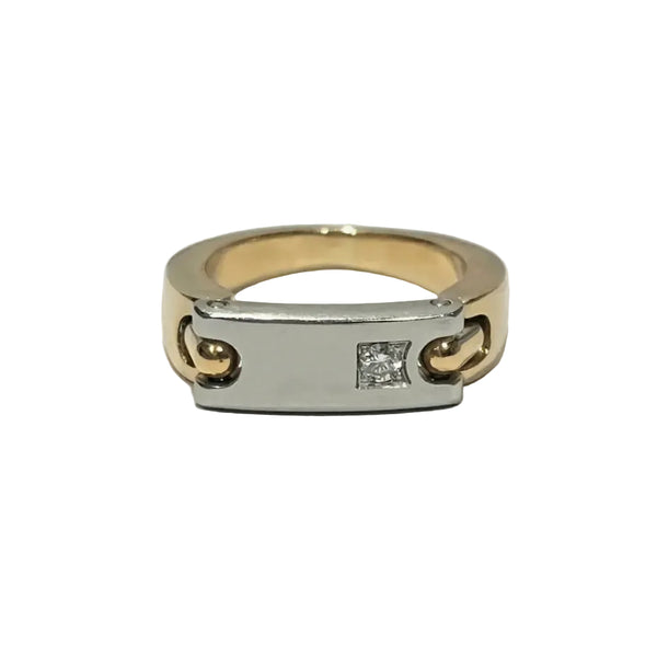 Jonc Or Jaune et Or Blanc 18 Carats avec Diam