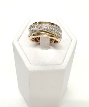 Bague Or Rose et Blanc 18k avec Pavage de Diamants