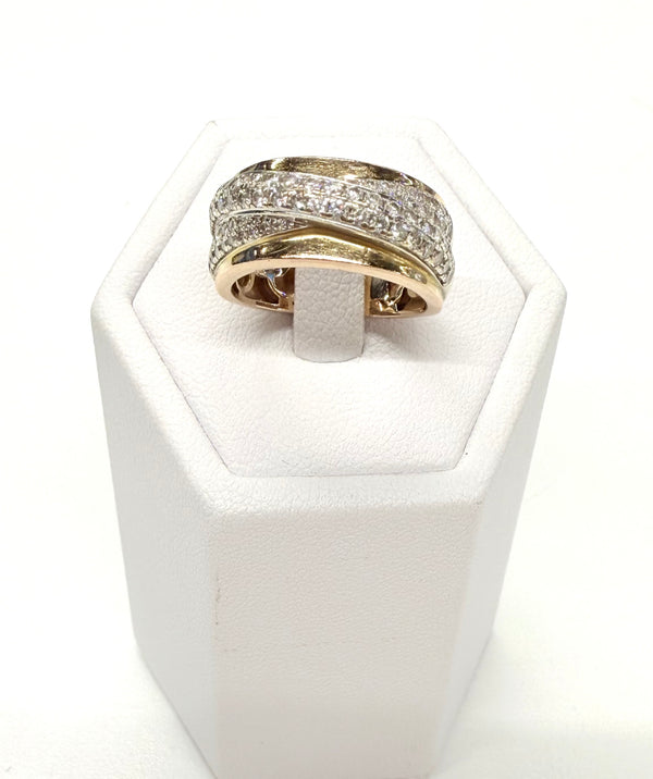 Bague Or Rose et Blanc 18k avec Pavage de Diamants