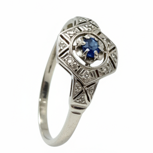 Bague fantaisie en Or Blanc et topaze 18K - T53 - 2.00Grs