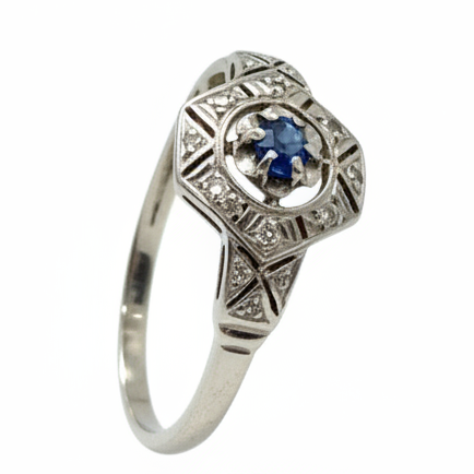 Bague fantaisie en Or Blanc et topaze 18K - T53 - 2.00Grs