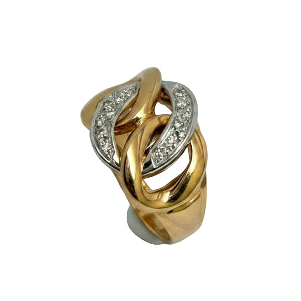 Bague Tank en Or Jaune 18k avec 14 Diamants - 7.13gr - T54