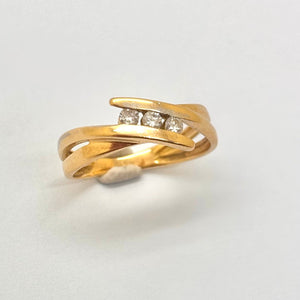 Bague en Or Jaune 18K Diamants - Taille 52- 2.89g
