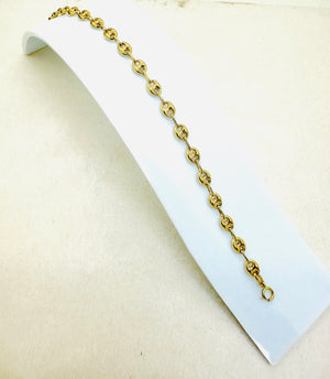 Bracelet Grain de Café en Or Jaune 18k Lg 17cm