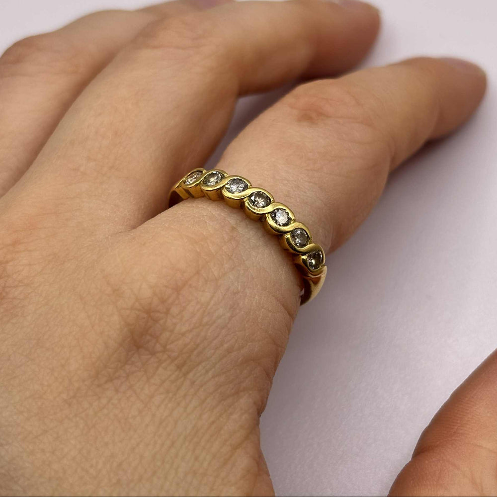 Bague Demi-Tour en Or Jaune Diamants 18K - Taille 56- 2.29g