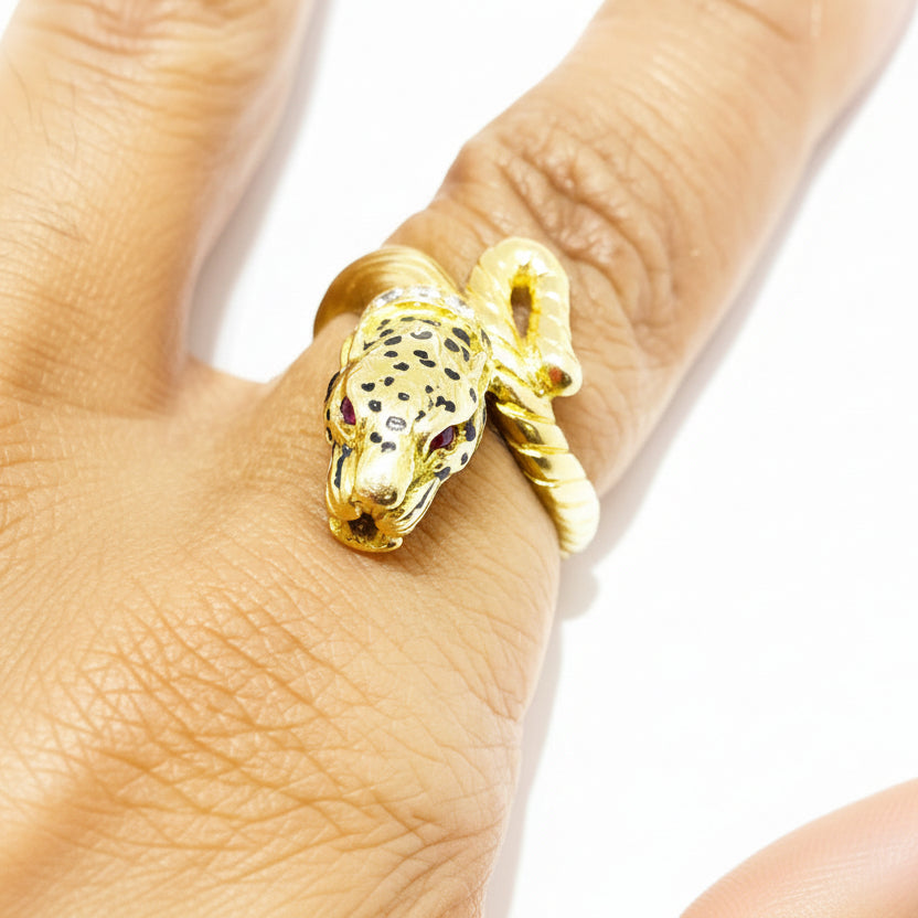 Bagues Panthère Or Jaune 18 K - Taille 49