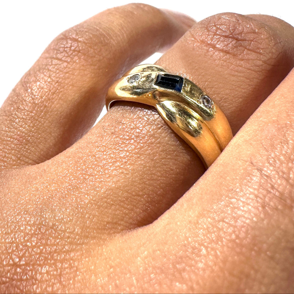 Jonc en Or Jaune avec Saphir et zircon