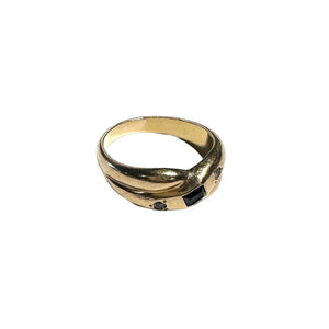 Jonc en Or Jaune avec Saphir et zircon