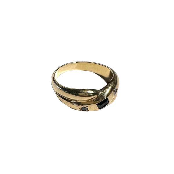 Jonc en Or Jaune avec Saphir et zircon