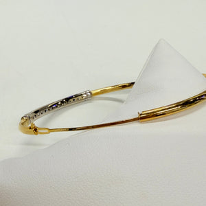 Jonc en Or Jaune et blanc 18 K avec Saphir et Zirconium
