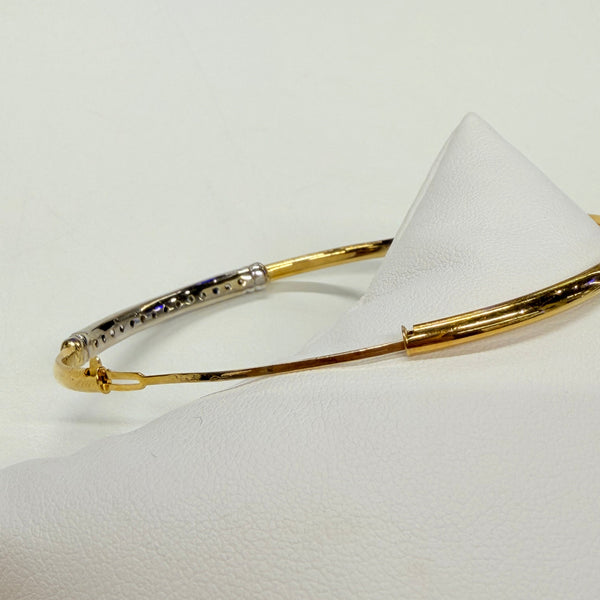 Jonc en Or Jaune et blanc 18 K avec Saphir et Zirconium