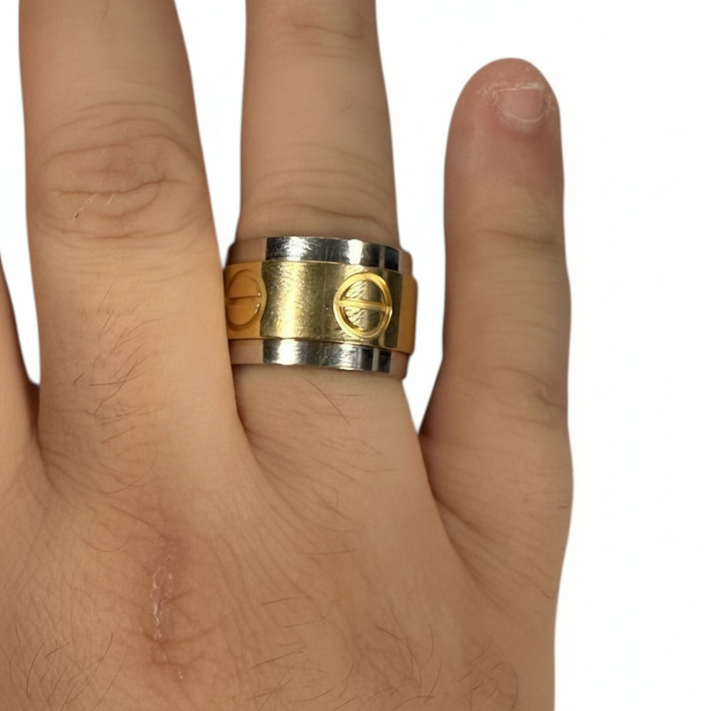 Bague en Or Jaune et Blanc 18K - Taille 62