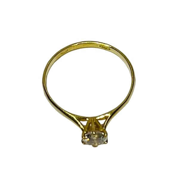Bague Solitaire Or Jaune 750/1000 avec Oxyde