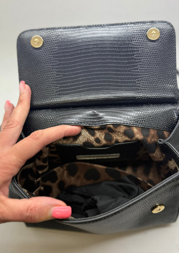 Sac à main Dolce Gabbana Sicily en cuir noir