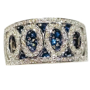 Bagues en or blanc avec diamants et saphir 18