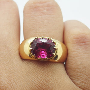 Bague en or jaune 18K avec oxyde de zirconium - T59 - 5.54gr