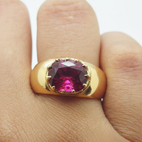 Bague en or jaune 18K avec oxyde de zirconium - T59 - 5.54gr