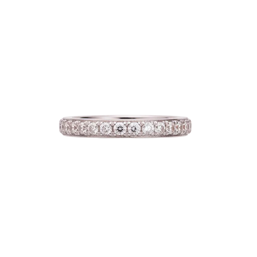 Bague Demi Tour en Or Gris 18K - Taille 50 - 1.79G