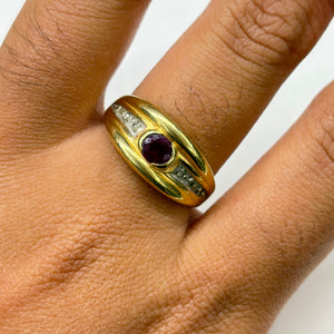 Bague en or jaune 750/1000 avec rubis
