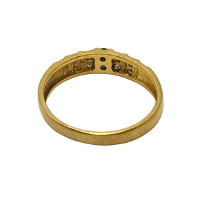 Demi Tour Or Jaune avec Diamants et Aigue Marine 18k