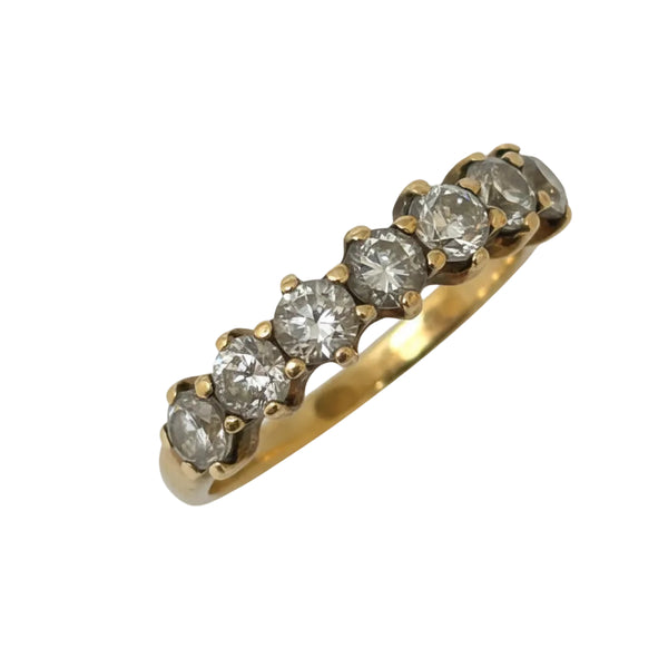 Bague Demi Tour Or Jaune 18k avec 7 oxydes de zirconium