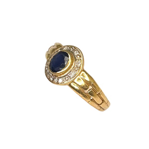 Bague en Or Jaune avec Saphir et Diamants 18k - 2.13 G - Taille : 54