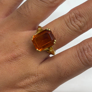 Bague en Or Jaune avec Citrine Fumée 18k