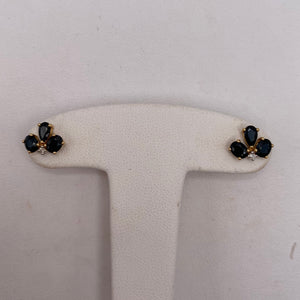 Boucles d'oreilles en Or jaune 18K diamant et saphirs - 1.45G