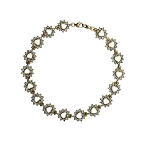 Bracelet Cœur et Zirconium en Or Jaune 18 K