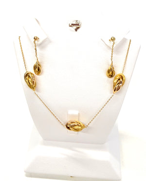Parure collier et boucles oreilles en or jaune 18k 3.96 Grs