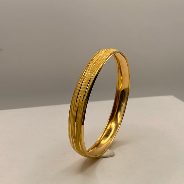 Bracelet Jonc Ciselé en Or Jaune 22K - 9.35g