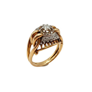 Bague Ancienne en Or jaune - Diamants 18K - 6.73Grs - T55