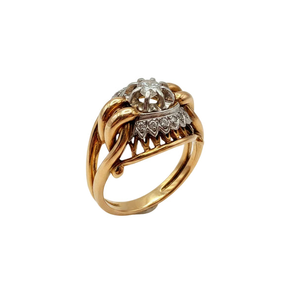 Bague Ancienne en Or jaune - Diamants 18K - 6.73Grs - T55