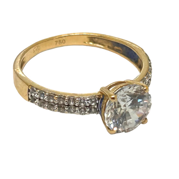 Solitaire pierres oxyde de zirconium en Or 18K