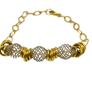 Bracelet Maillon en Or Jaune et Or Gris 18 Carats