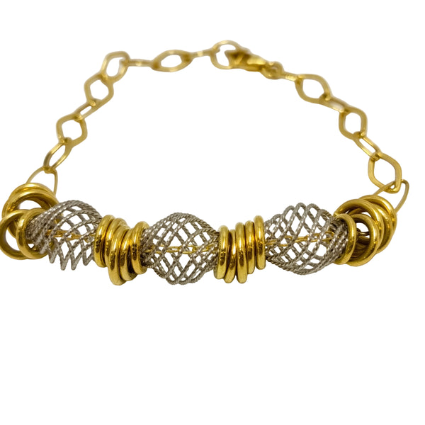 Bracelet Maillon en Or Jaune et Or Gris 18 Carats