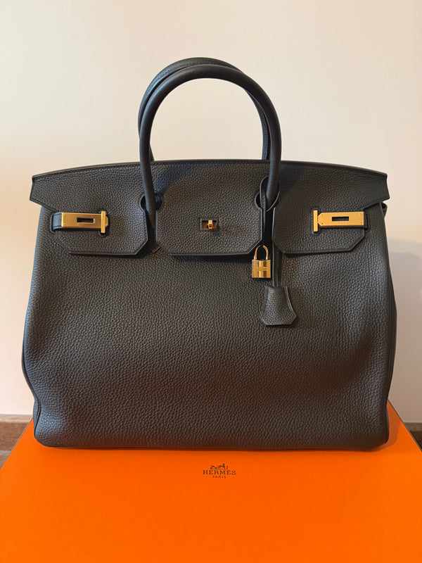 Sac à main Hermès Birkin 40 en cuir noir