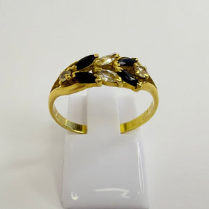 Bagues Or Jaune 18K avec Diamants et Saphir - 2.36 Grs