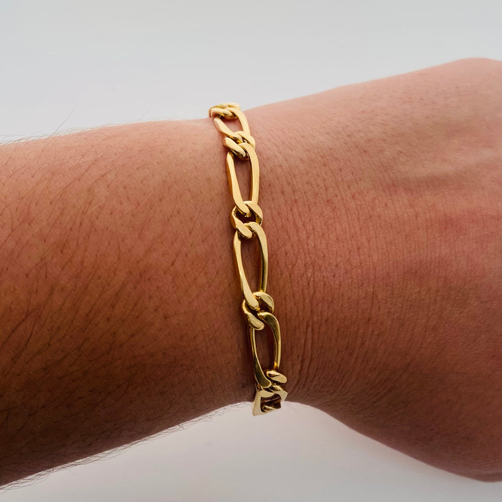 Bracelet en Or Jaune 18 K – Maille Cheval, 19,5 cm
