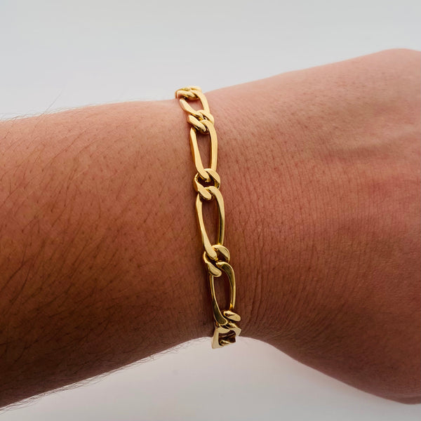 Bracelet en Or Jaune 18 K – Maille Cheval, 19,5 cm