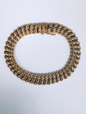 Bracelet Maille Américaine en Or Jaune 18K Lg 19cm